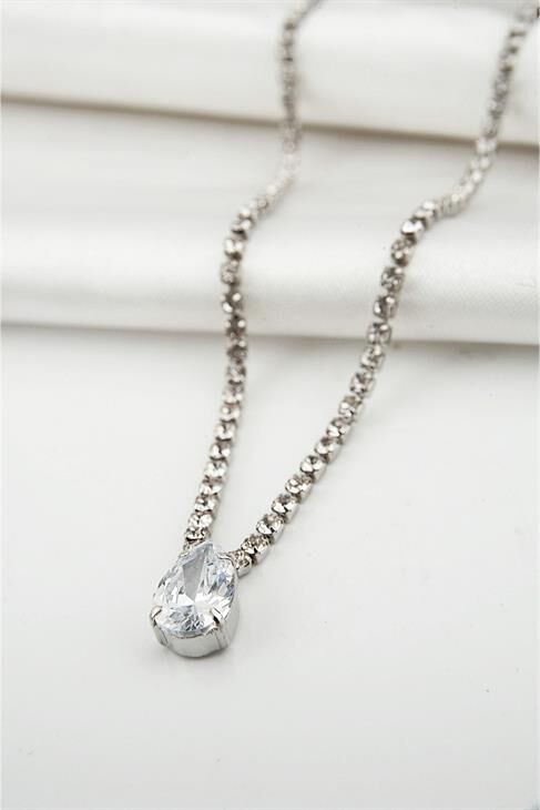 Damla Zirkonium Tasarımlı Zirkon Taşlı Kolye