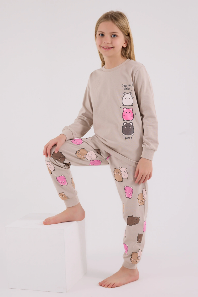 RolyPoly 3704-2 Kız Çocuk Uzun Kol Pijama Takım