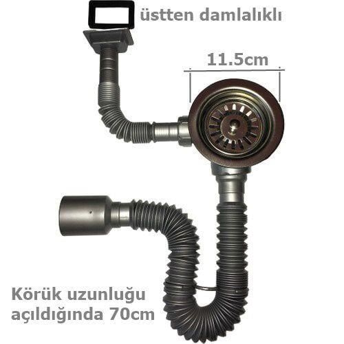 Çöpmak Kapalı Taşmalı Körüklü Evye Sifonu 50 Mm
