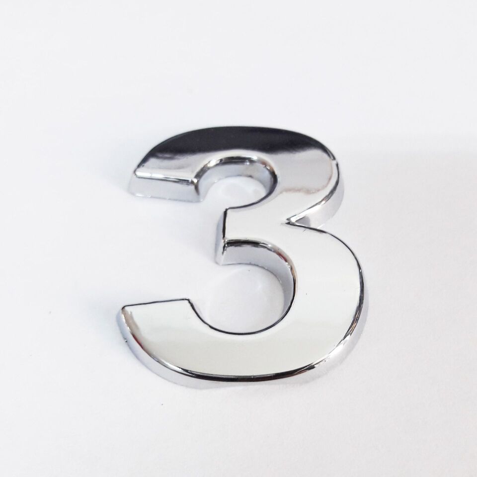 Cemax 3 Rakamı 3,75 Cm Krom Yapışkanlı