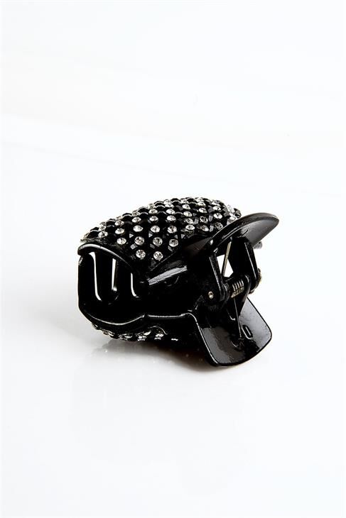 Siyah Renkli Parlak Taşlı Küçük Boy Mandal Toka