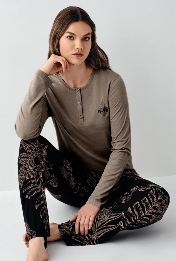 Arnetta 3439-X Kadın Battal Uzun Kol Pijama Takım