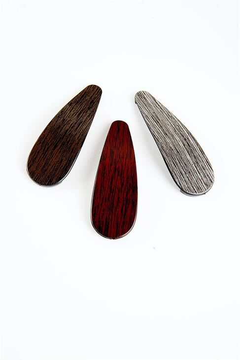 Düz Çizgili 3lü Klipsli Yan Toka Seti