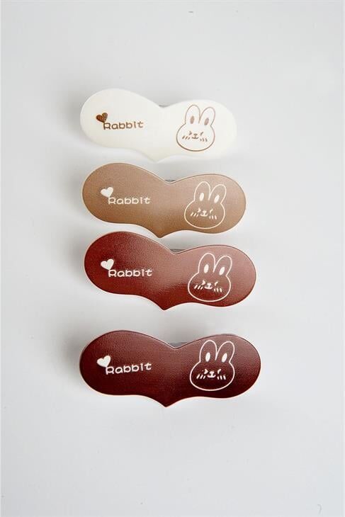 Kalp Tasarımlı Rabbit Yazılı 4lü Klipsli Yan Toka Seti