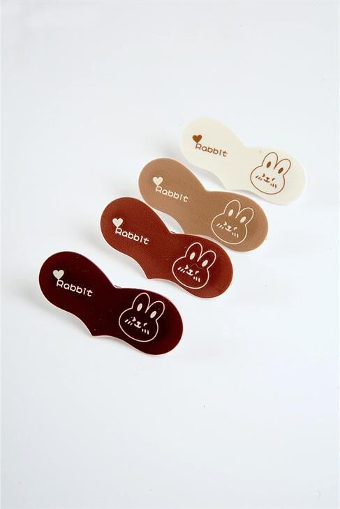 Kalp Tasarımlı Rabbit Yazılı 4lü Klipsli Yan Toka Seti