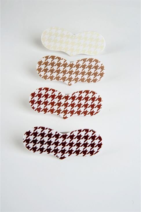 Kalp Tasarımlı 4lü Klipsli Yan Toka Seti