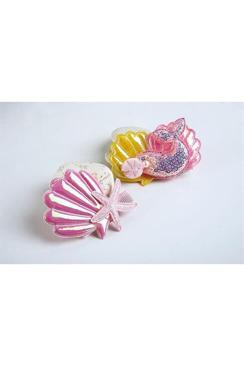 Deniz Kabuğu Tasarımlı 2li Klipsli Yan Toka Seti