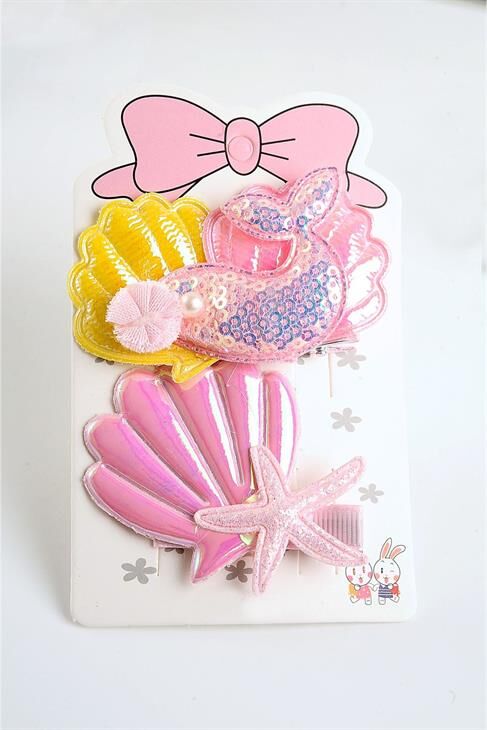 Deniz Kabuğu Tasarımlı 2li Klipsli Yan Toka Seti