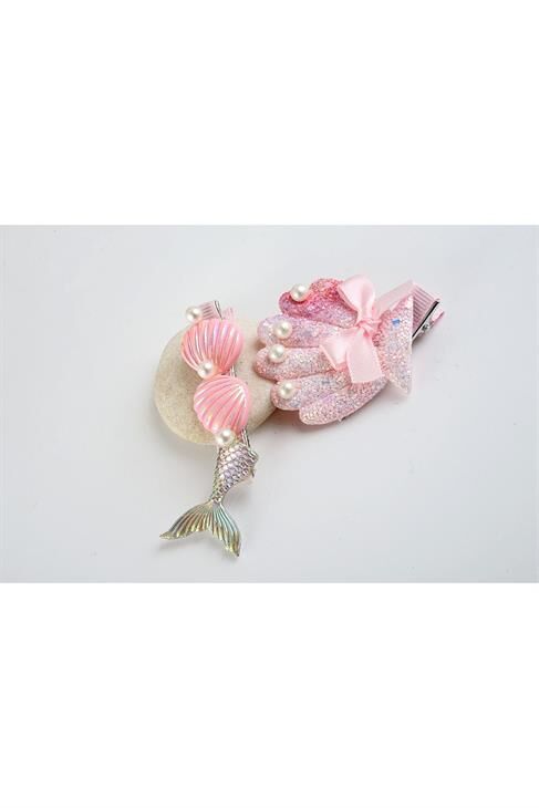 Deniz Kabuğu Tasarımlı 2li Klipsli Yan Toka Seti