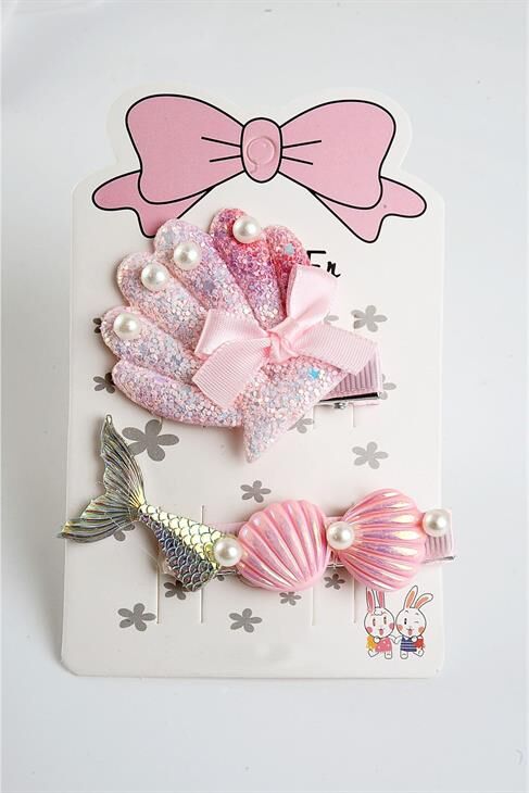 Deniz Kabuğu Tasarımlı 2li Klipsli Yan Toka Seti