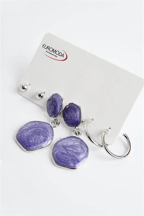 Sedefli Mineli Özel Tasarımlı Vidalı Sallantılı Küpe