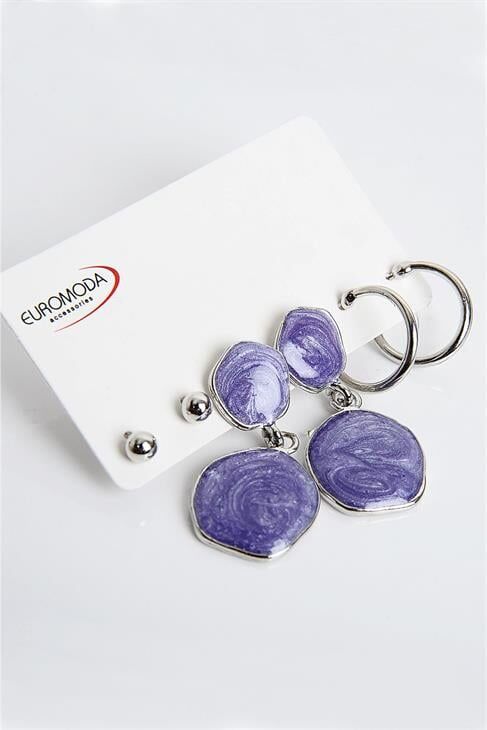 Sedefli Mineli Özel Tasarımlı Vidalı Sallantılı Küpe