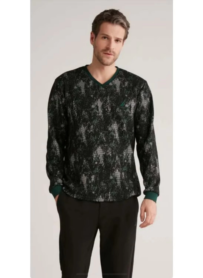 Nautıca M627 Erkek Uzun Kollu V Yaka Pijama Takımı