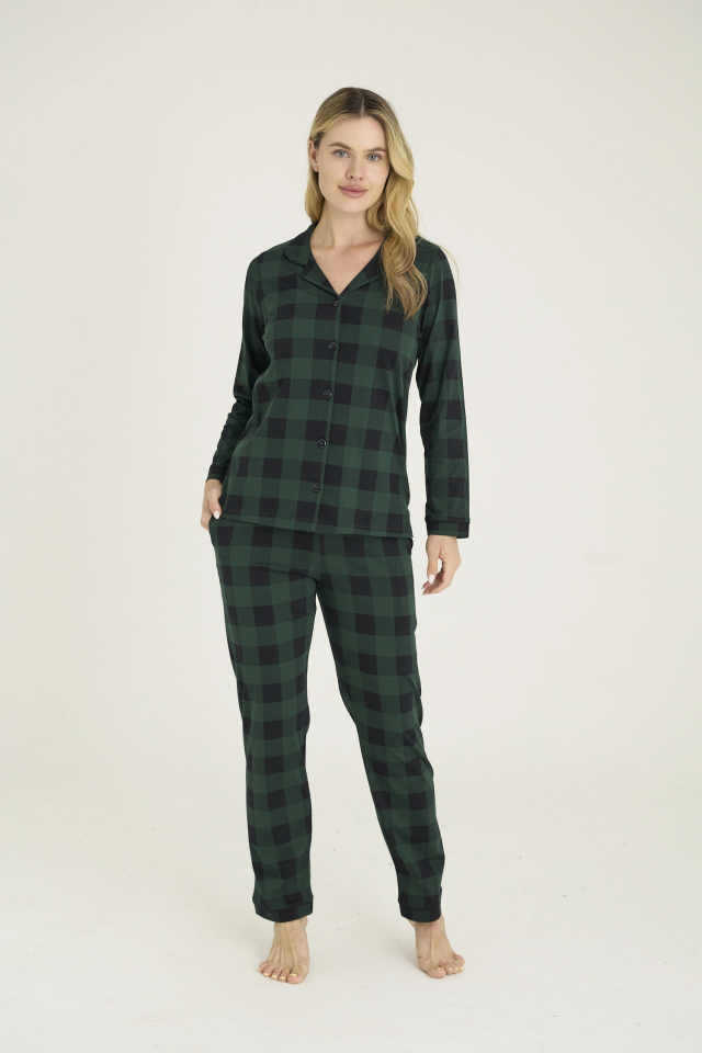 Kocabey 9209-K Kadın Apaj Yaka Pijama Takım