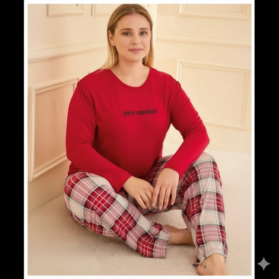 Mihra 50802 Kadın Battal Milan O Yaka Pijama Takımı