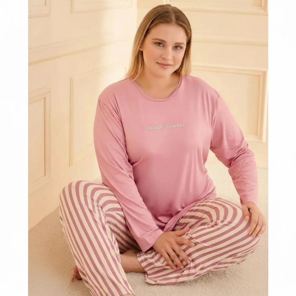 Mihra 50802 Kadın Battal Milan O Yaka Pijama Takımı