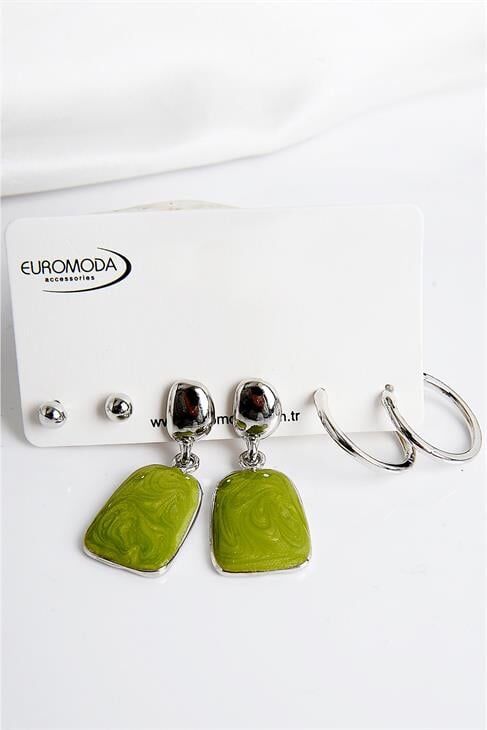 Sedefli Mineli Özel Tasarımlı Vidalı Küpe