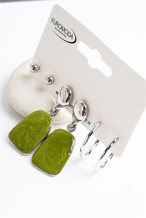 Sedefli Mineli Özel Tasarımlı Vidalı Küpe