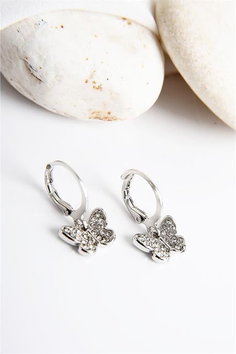 Kelebek Tasarımlı Zirkon Taşlı Kolye Küpe Takım