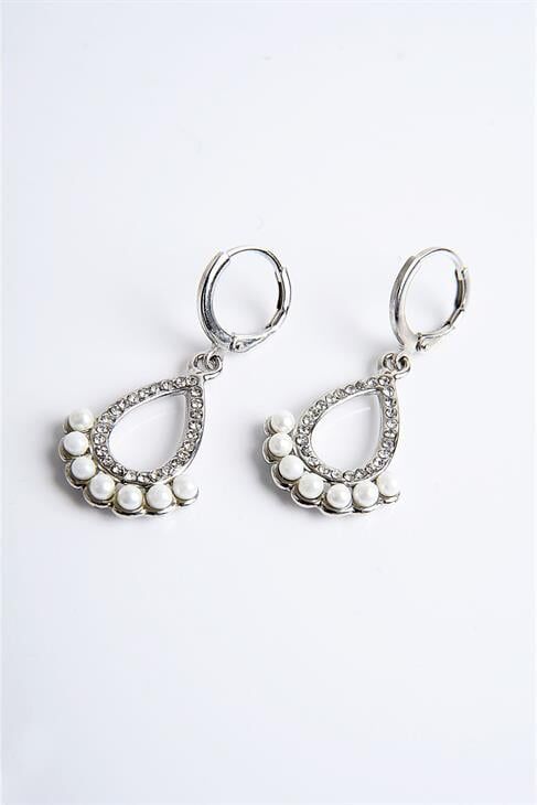 Damla Tasarımlı İnci ve Zirkon Taşlı Kolye Küpe Takım