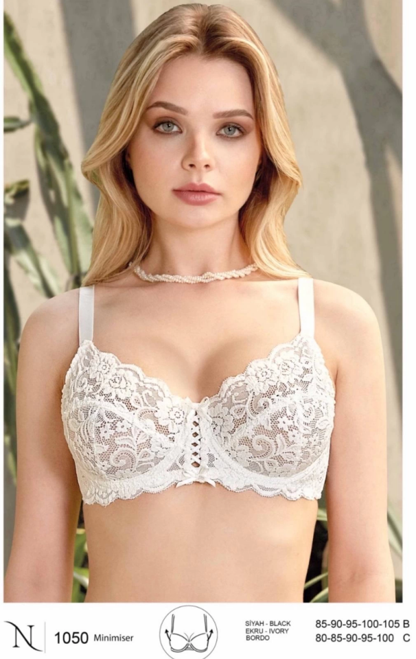 Nurteks 1050 Kadın Balenli Dantelli Toparlayıcı Sütyen