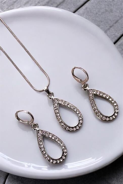 Damla Tasarımlı Kolye Küpe Takım Seti