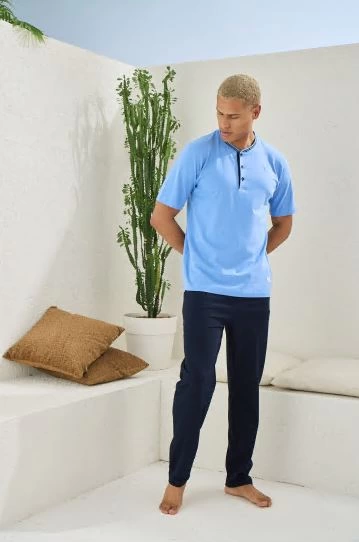 Kocabey 2104 Erkek Midi Yaka Pijama Takım