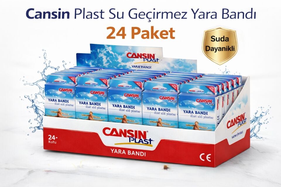 Cansın Plast Su Geçirmez Yara Bandı 10'lu 24 Paket Waterproof First Aid Plaster
