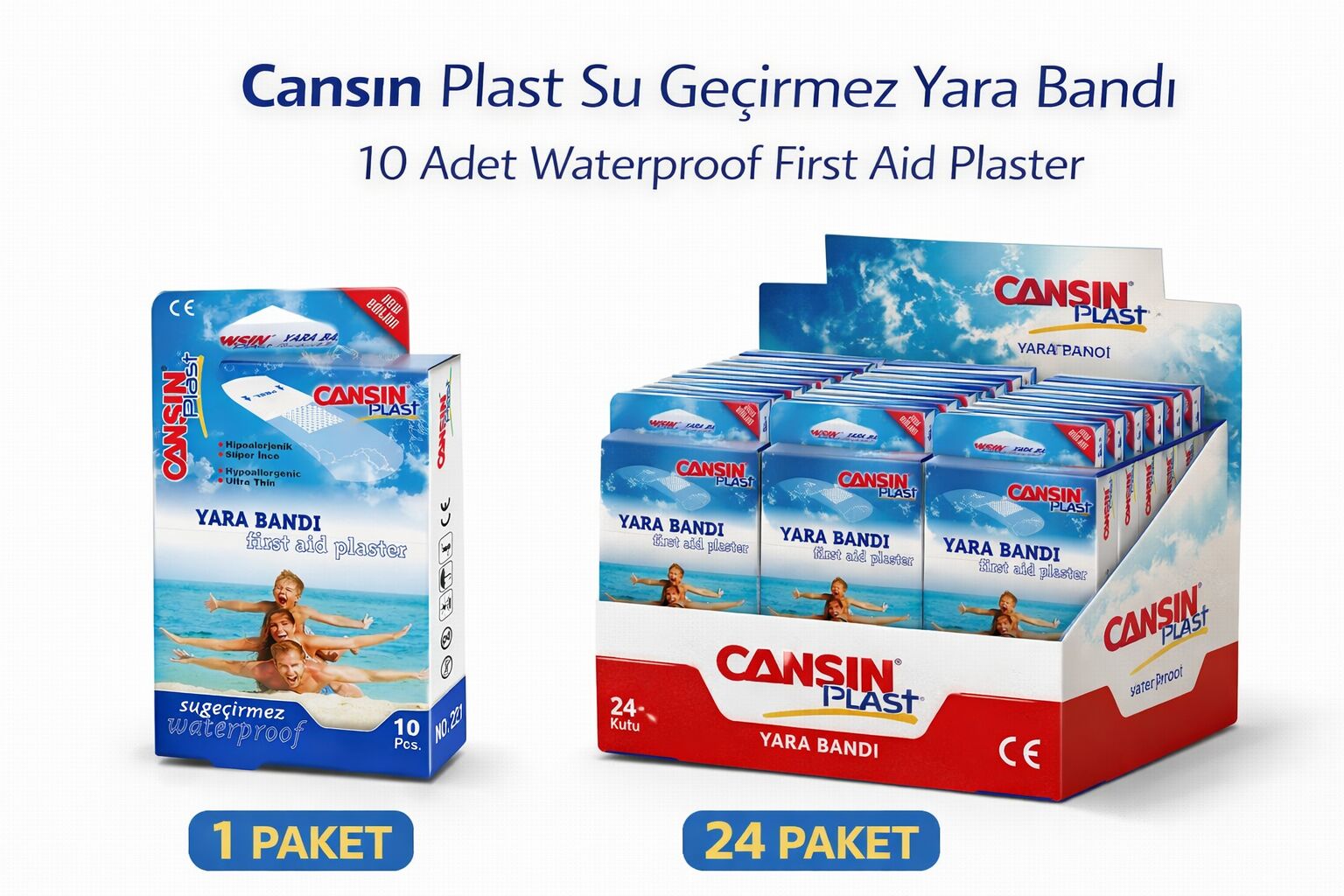 Cansın Plast Su Geçirmez Yara Bandı 10'lu 1 Paket Waterproof First Aid Plaster