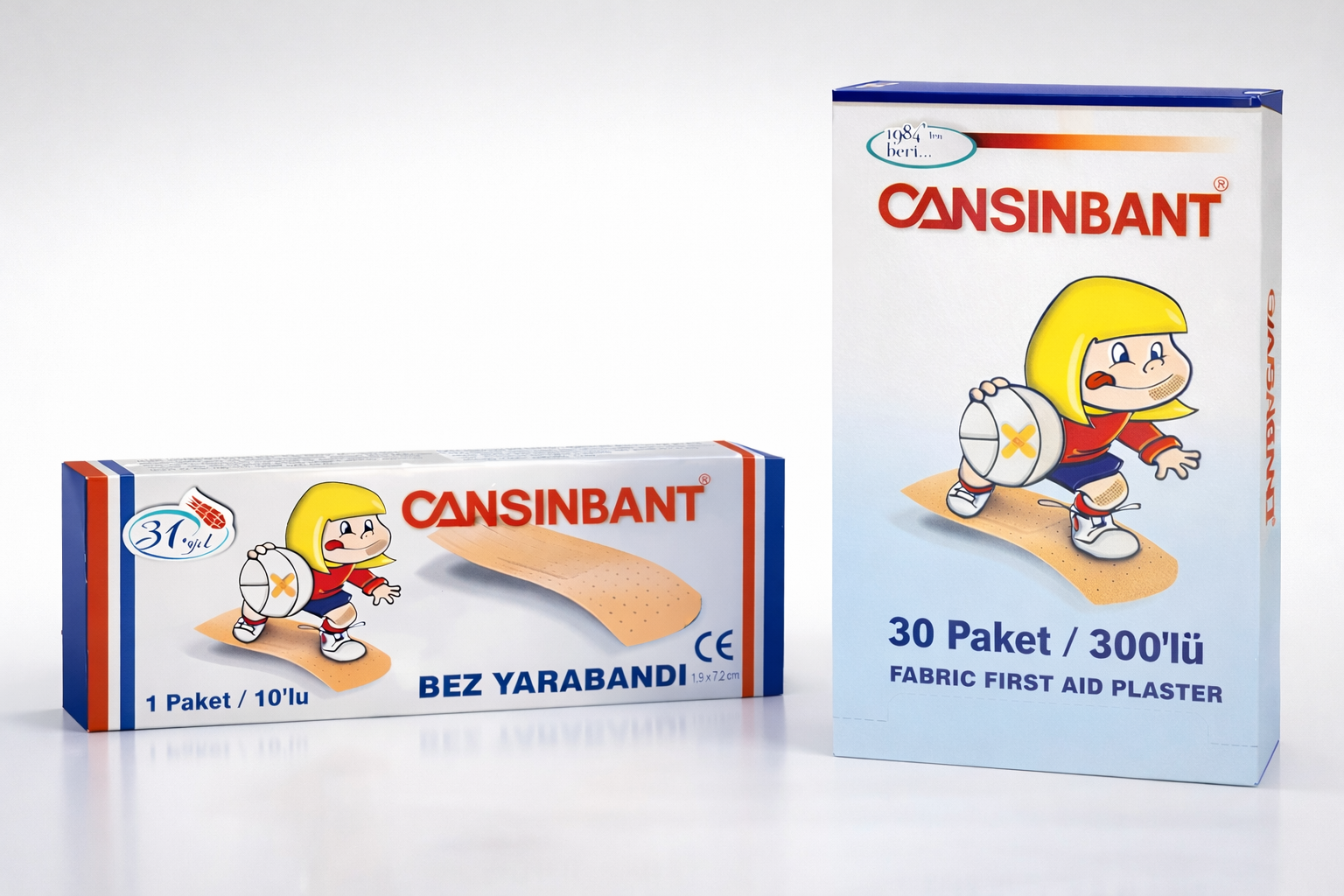 Cansinbant Bez Yarabandı 10 lu 1 Paket 1,9 x 7,2 cm Fabric First Aid Plaster