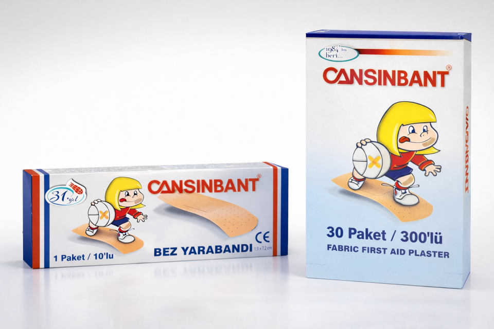 Cansinbant Bez Yarabandı 10 lu 1 Paket 1,9 x 7,2 cm Fabric First Aid Plaster
