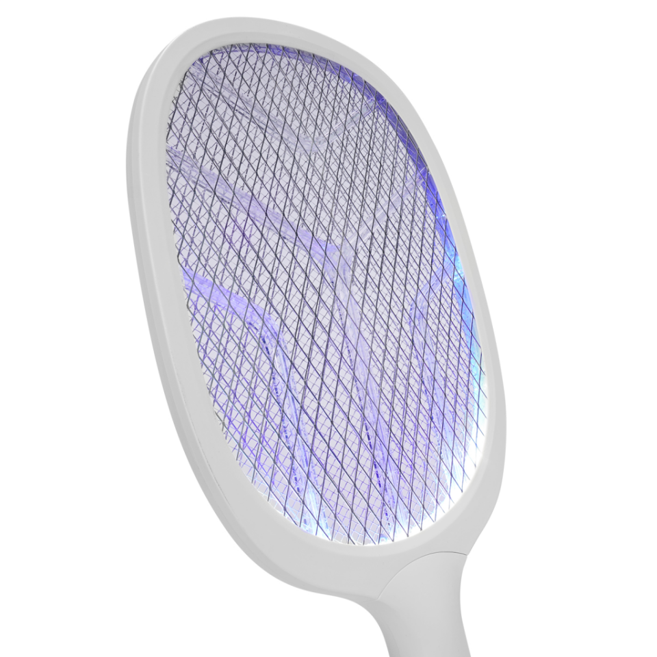 ASONIC AS-A25, Beyaz-Gri, 3000V, Raket Tipi, UV Mor Işıklı, 1200mAh, Bataryalı, Şarj Edilebilir, Sinek Öldürücü