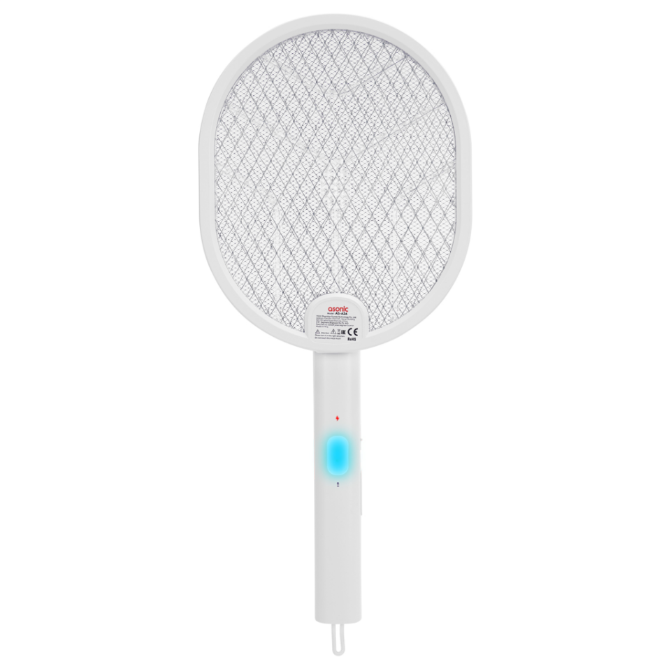 ASONIC AS-A26, Beyaz, 3000V, Raket Tipi, UV Mor Işıklı, 1200mAh, Bataryalı, Şarj Edilebilir, Katlanabilir, Sinek Öldürücü
