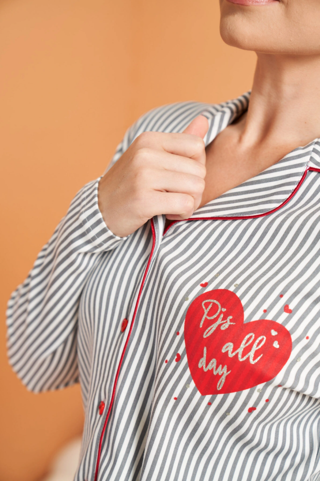 Pjs 28064 Kadın Düğmeli Pijama Takım