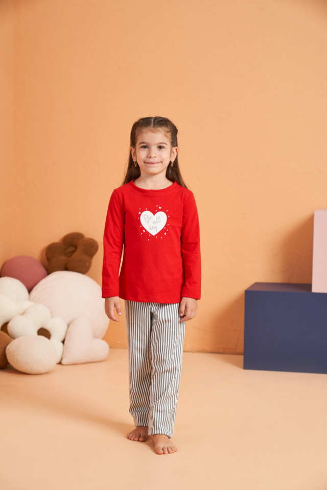 Pjs 28063 Çocuk Sıfır Yaka Pijama Takımı