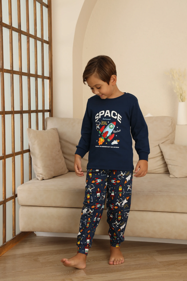 Kapitex 7114 Erkek Çocuk Uzun Kol Pijama Takımı