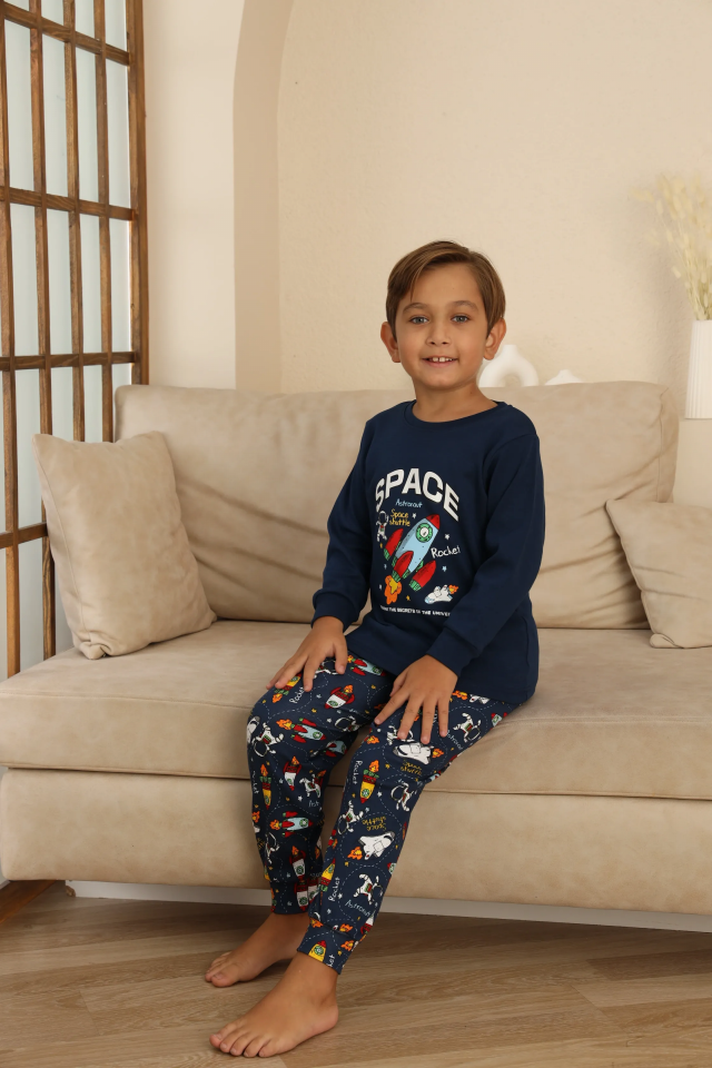 Kapitex 7114 Erkek Çocuk Uzun Kol Pijama Takımı