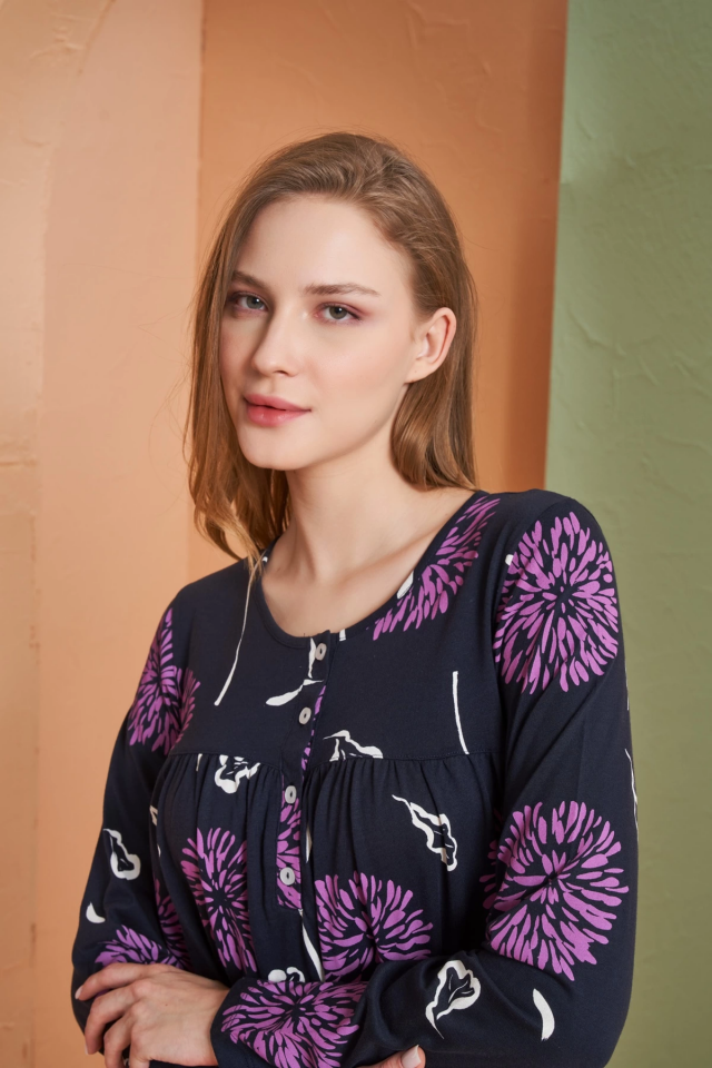 PJS 27166 Kadın Uzun Kol Gecelik