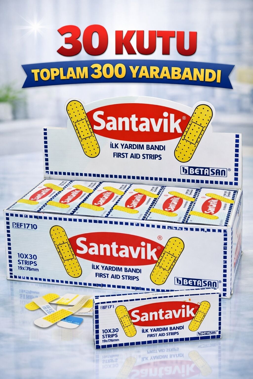 Santavik İlk Yardım Bandı Yara Bandı 10lu 30 Paket