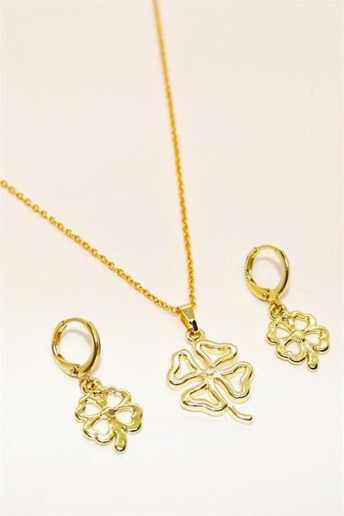 Yonca Tasarımlı Kolye Küpe Takım