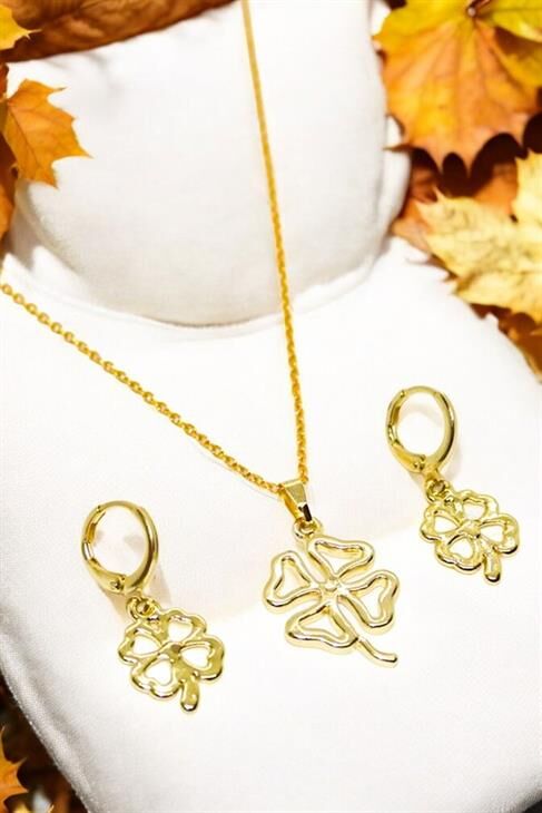 Yonca Tasarımlı Kolye Küpe Takım