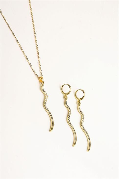 Yılan Tasarımlı Kolye Küpe Takım Seti