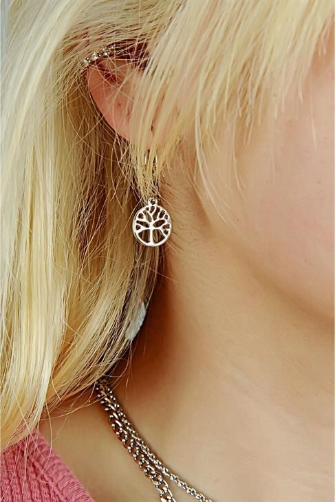 Yaşam Ağacı Tasarımlı 2li Zincirli Kolye Küpe ve Bileklik Takımı