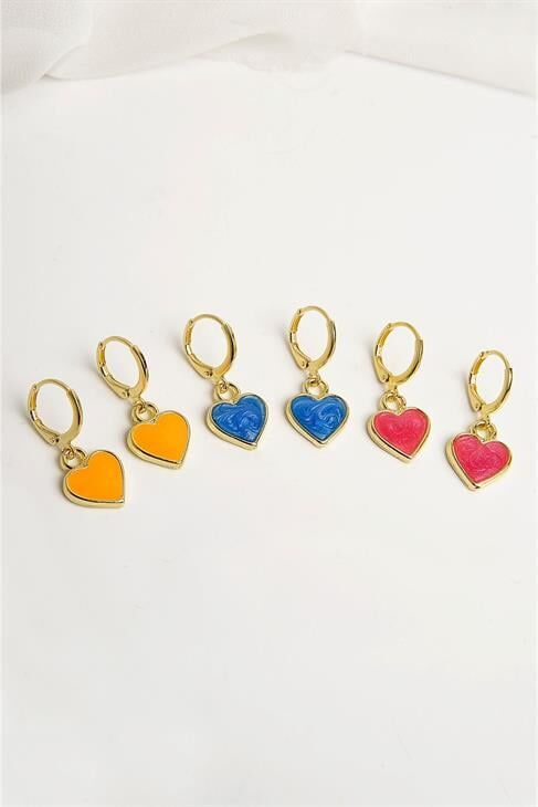 Kalp Tasarımlı Sallantılı Küpeler 3lü Set