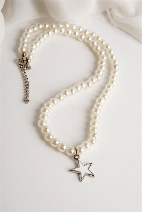 Yıldız Tasarımlı İnci Kolye Küpe Takım