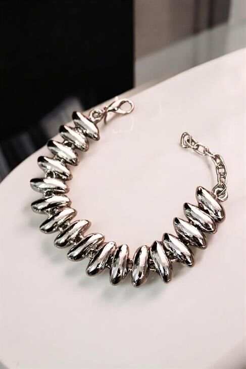 Gold ve Gümüş Renkleri Sade Taşsız Klipsli Bileklik