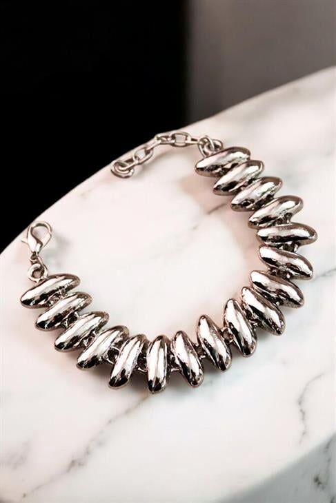 Gold ve Gümüş Renkleri Sade Taşsız Klipsli Bileklik