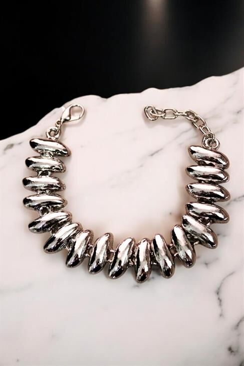 Gold ve Gümüş Renkleri Sade Taşsız Klipsli Bileklik