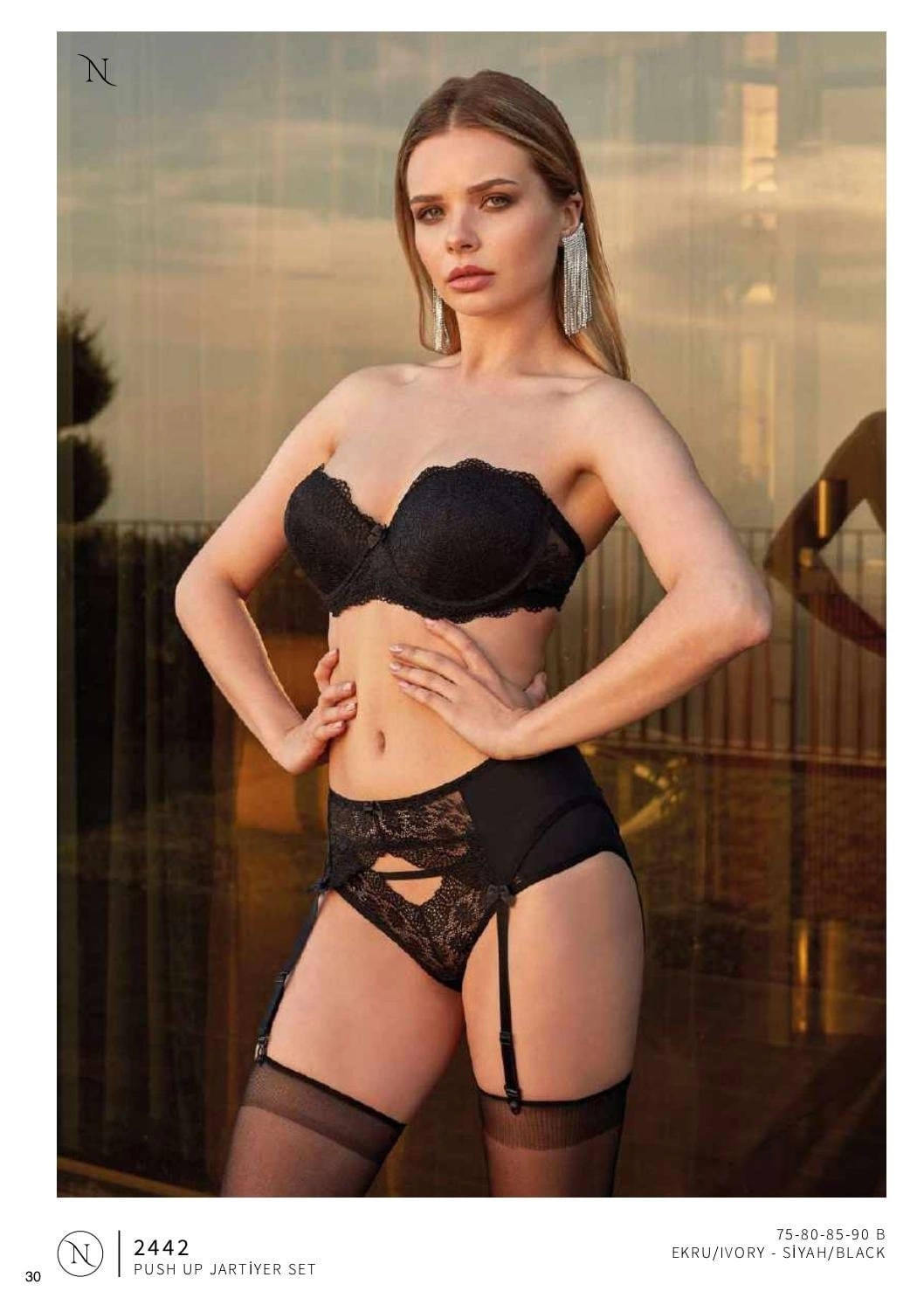 Nurteks 2442 Bayan Straplez Jartiyer Takım