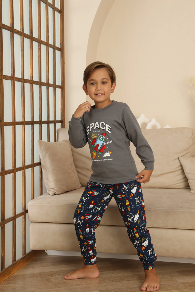 Kapitex 7114 Erkek Çocuk Uzun Kol Pijama Takımı